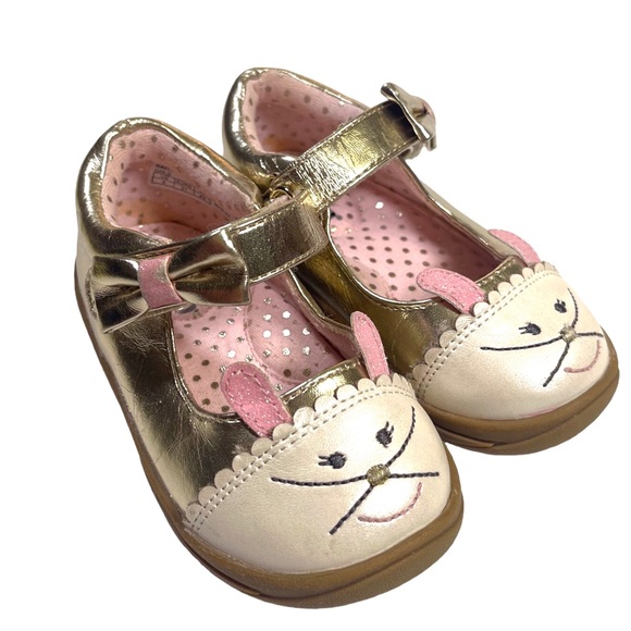 Born haven brenna gold pink white bunny mary jane walker toddler shoes size 5 - Picture 1 of 10